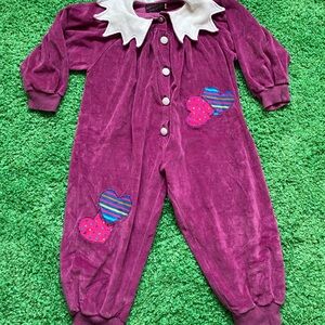 Purple toddler girls Jumpsuit with Heart Patches